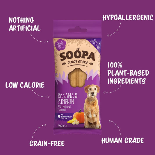 Banana, Pumpkin & Flaxseed Dental Sticks for Senior Dogs
